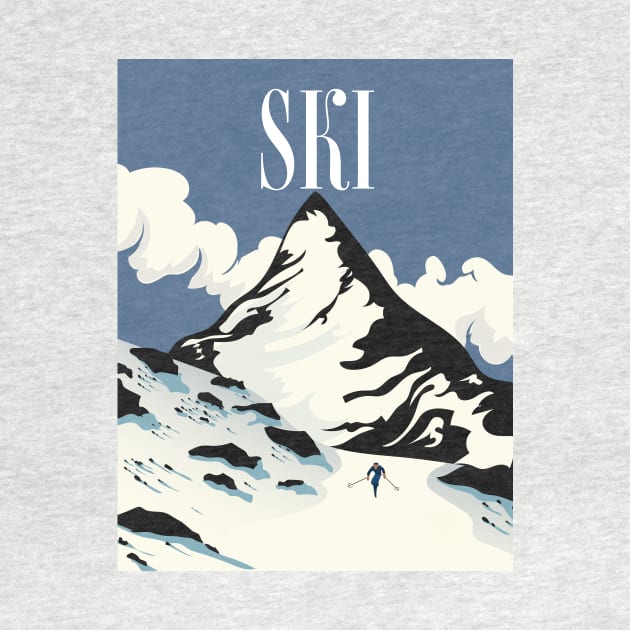 vintage ski travel poster by nickemporium1